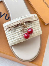 Load image into Gallery viewer, LOUIS VUITTON LV x TM Takashi Murakami Raffia Cherry Lily Flat Mule / EU38
