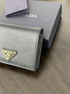 PRADA Small Saffiano Leather Wallet in Black