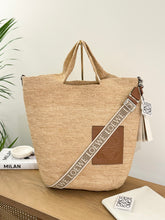 Load image into Gallery viewer, LOEWE Slit Large Raffia and Calfskin Tote Bag - Natural/Tan
