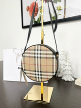 Load image into Gallery viewer, BURBERRY New Louise Check Round Crossbody Bag - Archive Beige &amp; Black
