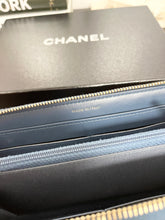 Load image into Gallery viewer, CHANEL Classic Metallic Grained Calfskin Long Zipped Wallet in Blue
