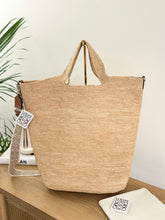 Load image into Gallery viewer, LOEWE Slit Large Raffia and Calfskin Tote Bag - Natural/Tan
