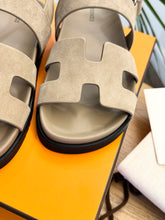 Load image into Gallery viewer, HERMES Genius Suede Goatskin Sandals in Beige Sable - EU37
