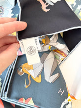 Load image into Gallery viewer, Hermès 2025 Academia Hippica Silk Scarf 90 in Noir / Ardoise / Rose Poudre
