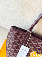 Load image into Gallery viewer, 💛 NEW! 2025 GOYARD Anjou Canvas Leather Reversible Mini Tote Bag / Burgundy
