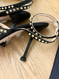 PRADA Studded Accents Leather Sandals - (EU)37.5