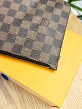 Load image into Gallery viewer, LOUIS VUITTON Neverfull Damier Ebene Pochette Wristlet Pouch in Cherry
