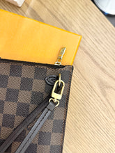 Load image into Gallery viewer, LOUIS VUITTON Neverfull Damier Ebene Pochette Wristlet Pouch in Cherry
