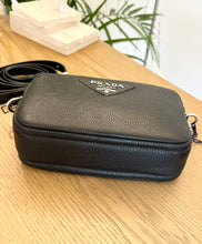 Load image into Gallery viewer, PRADA Logo-Plaque Small Leather Crossbody Bag in Black
