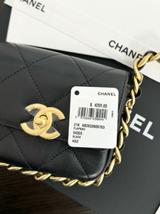 ▪️SOLD▪️CHANEL 2021 Calfskin Quilted Mini Framing Chain Crossbody Bag in Black