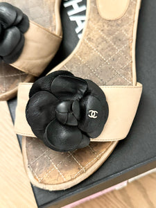 CHANEL Camellia Mule Sandals in Beige - (EU)38