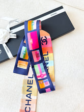 Load image into Gallery viewer, ✨NEW✨CHANEL 2024 CC Logo Silk Slim Bandeau / Dark Navy Blue / Orange / Blue
