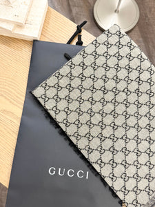 GUCCI GG Cotton Jacquard Scarf - Grey/Black