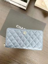 Load image into Gallery viewer, CHANEL Classic Metallic Grained Calfskin Long Zipped Wallet in Blue
