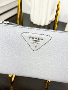 PRADA Large Leather Wallet in Pale Blue