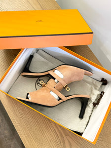 HERMES Suede Cute High Heel Sandals - (EU)37.5