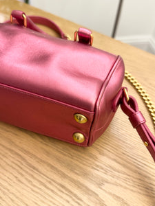 SAINT LAURENT Metallic Pink Mini Duffle Bag