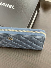 Load image into Gallery viewer, CHANEL Classic Metallic Grained Calfskin Long Zipped Wallet in Blue
