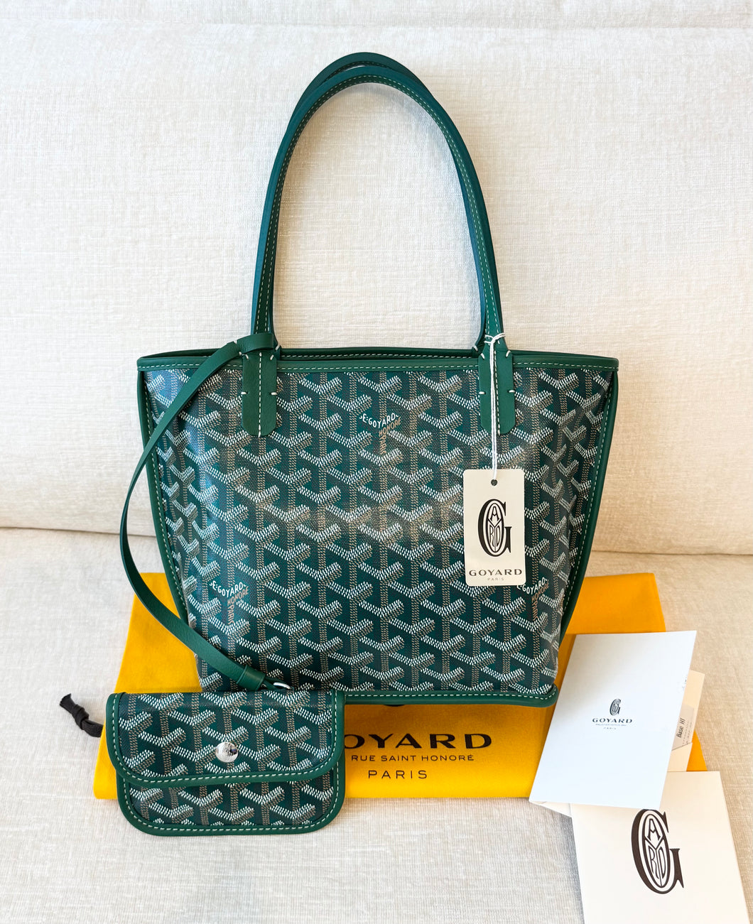 💚NEW! 2025 GOYARD Anjou Reversible Mini Tote Bag / Green
