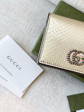 Load image into Gallery viewer, GUCCI GG Marmont Python Card Case Wallet / Gold
