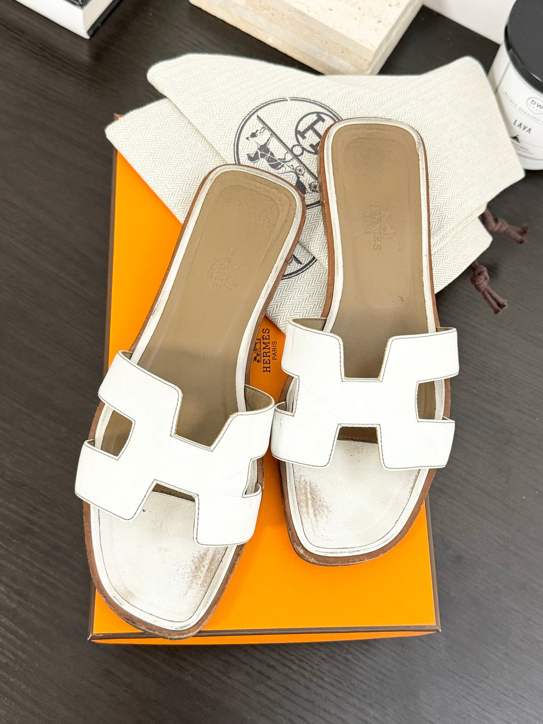 ▪️SOLD▪️HERMES Oran Sandals in White - EU37.5