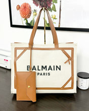 Load image into Gallery viewer, BALMAIN Canvas B-Army 42 Tote Bag in Gem Naturel
