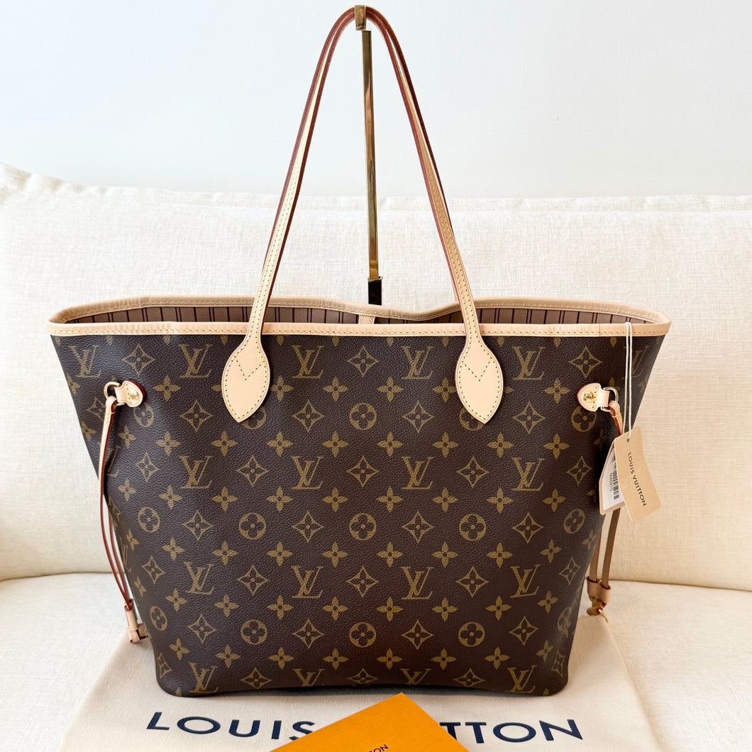 LOUIS VUITTON 2025 Monogram Neverfull MM Monogram Tote / Rose Beige