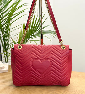 GUCCI GG Marmont Large Shoulder Bag in Hibiscus Red