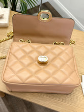 Load image into Gallery viewer, GUCCI Deco Logo-Embellished Quilted Leather Shoulder Bag in Beige
