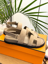 Load image into Gallery viewer, HERMES Genius Suede Goatskin Sandals in Beige Sable - EU37
