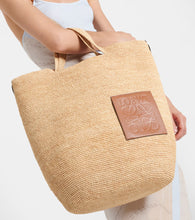 Load image into Gallery viewer, LOEWE Slit Large Raffia and Calfskin Tote Bag - Natural/Tan
