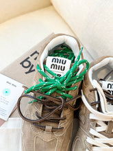 Load image into Gallery viewer, New Balance X Miu Miu Women’s 530 SL Suede Sneakers in Ecru / EU 38
