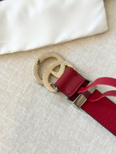Load image into Gallery viewer, GUCCI Moon Calfskin Torchon Double G 25mm Belt - Hibiscus Red / 85
