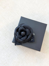 Load image into Gallery viewer, ✨NEW✨CHANEL Tweed Fabric Camellia Pin Brooch / Black
