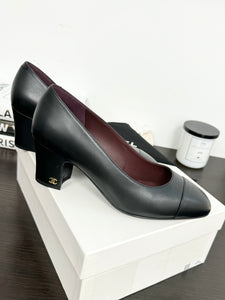 CHANEL 2020 Leather Uniform Pumps in Black - EU37.5