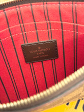 Load image into Gallery viewer, LOUIS VUITTON Neverfull MM Damier Ebene Pochette Wristlet Pouch in Cherry
