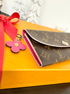 LOUIS VUITTON Monogram Bloom Flower Emilie Wallet in Fuchsia