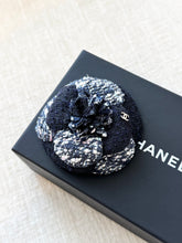 Load image into Gallery viewer, CHANEL Tweed Fabric Camellia Pin Brooch / Blue
