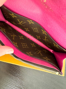 LOUIS VUITTON Monogram Bloom Flower Emilie Wallet in Fuchsia