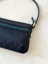 Load image into Gallery viewer, GUCCI GG Monogram Canvas Charm Web Pochette / Black
