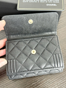 CHANEL Caviar Quilted Small Boy Flap Wallet in Black