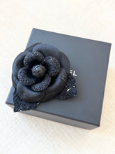 Load image into Gallery viewer, ✨NEW✨CHANEL Tweed Fabric Camellia Pin Brooch / Black
