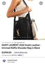 Load image into Gallery viewer, SAINT LAURENT 2024 Oxalis Leather-trimmed Raffia Shoulder Bag in Black
