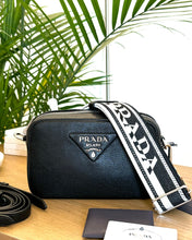 Load image into Gallery viewer, PRADA Logo-Plaque Small Leather Crossbody Bag in Black
