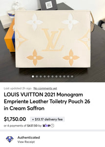 LOUIS VUITTON 2021 Monogram Empriente Leather Toiletry Pouch 26 in Cream Saffron