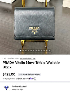 PRADA Vitello Move Trifold Wallet in Black