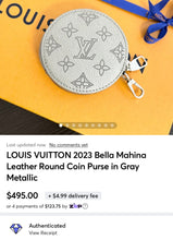 Load image into Gallery viewer, LOUIS VUITTON 2023 Bella Mahina Leather Round Coin Purse in Gray Metallic
