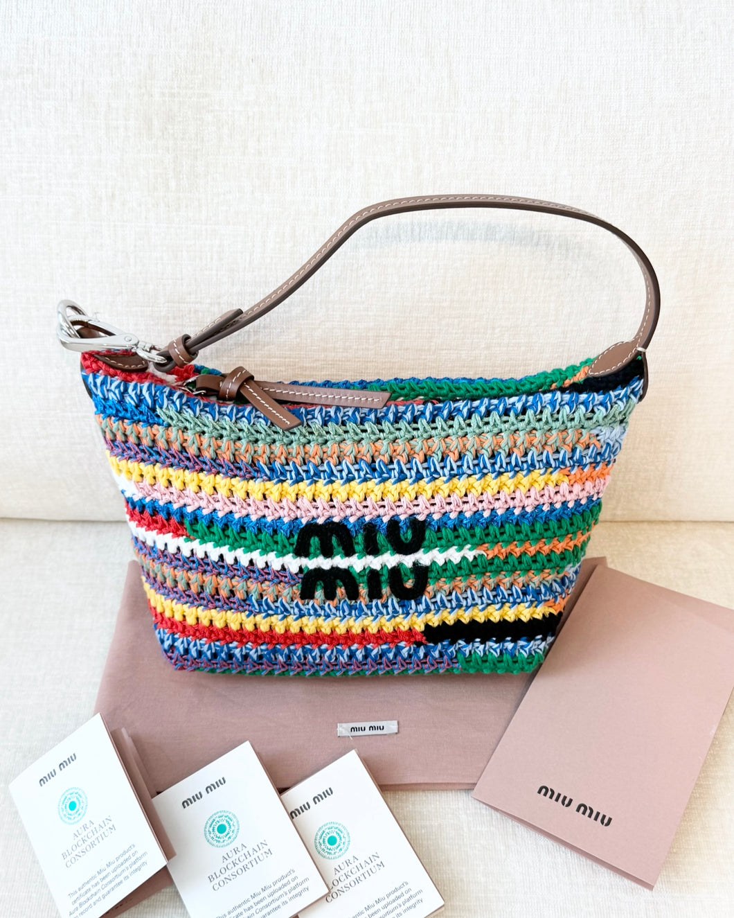 MIU MIU Multicolored Crochet Pouch Bag