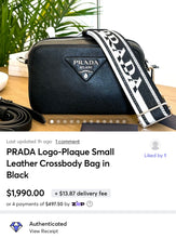 Load image into Gallery viewer, PRADA Logo-Plaque Small Leather Crossbody Bag in Black
