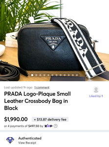 PRADA Logo-Plaque Small Leather Crossbody Bag in Black